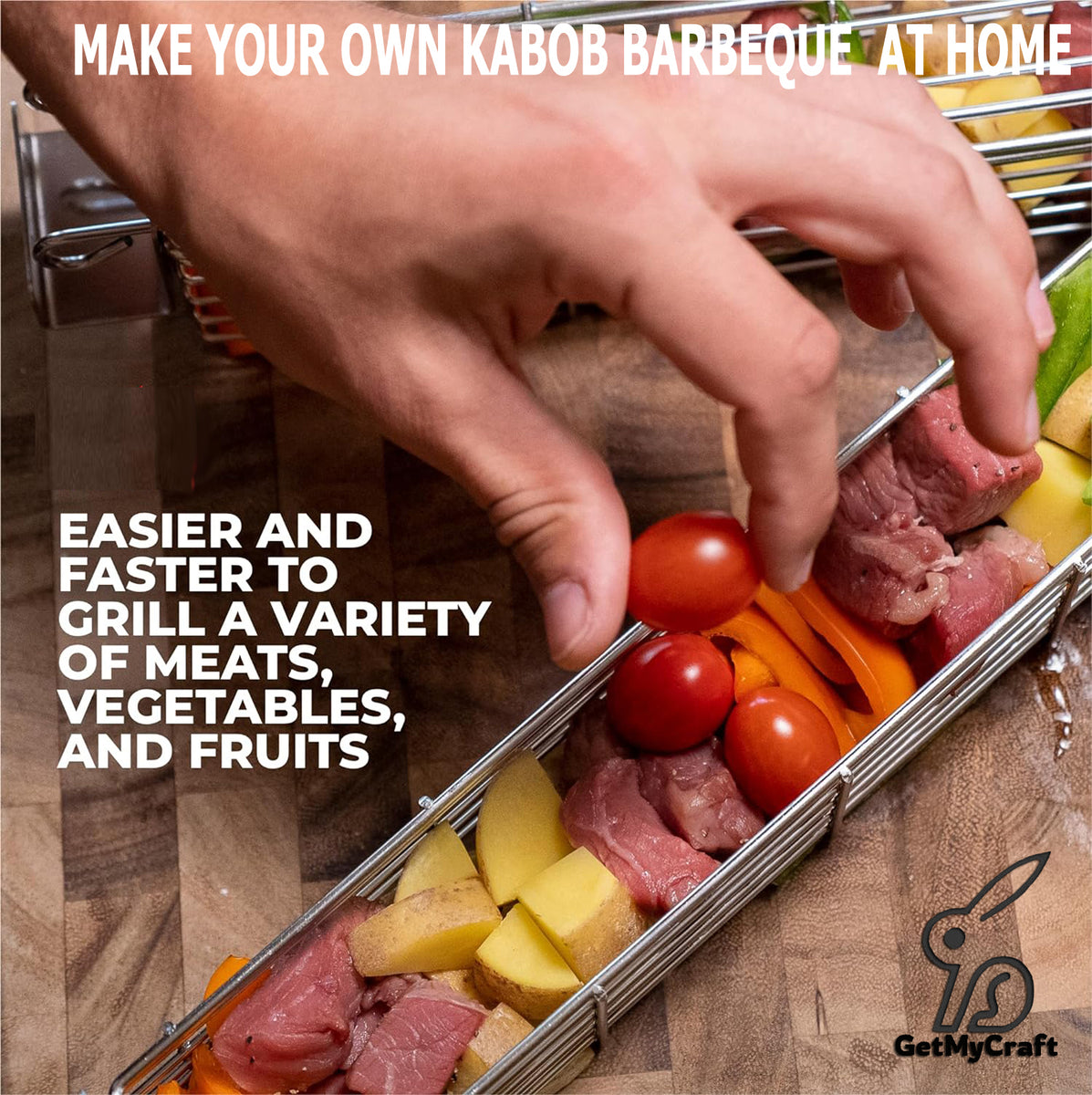 BBQ Kabob Stainless Steel Grill Basket (Set of 2 Pieces)