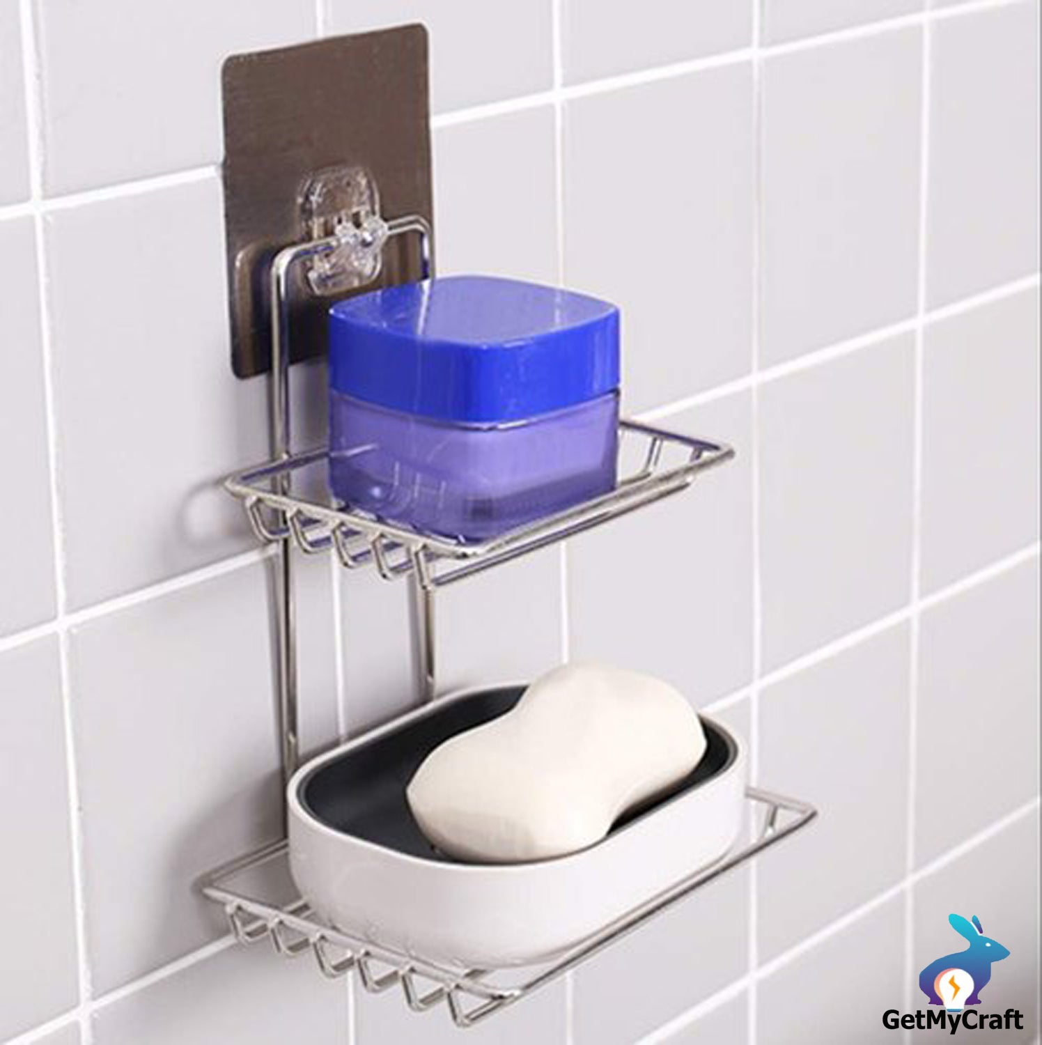 Shelf-Adhesive Steel Soap Rack (pack of 2 )