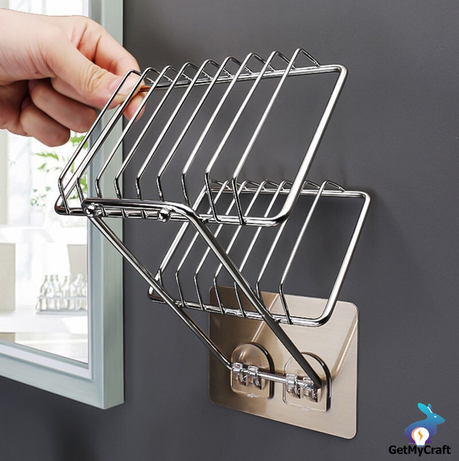 Shelf-Adhesive Steel Soap Rack (pack of 2 )