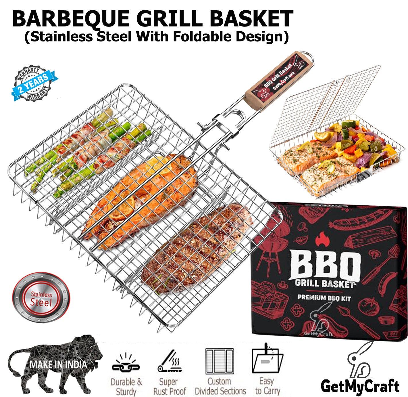 BBQ-Grill Basket  (Stainless Steel)